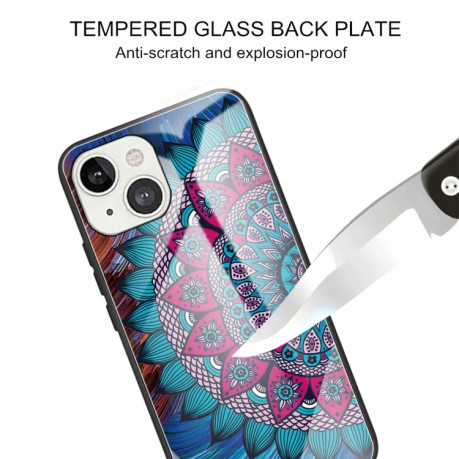 Противоударный чехол Colorful Painted Glass для iPhone 13 Mini - Mandala