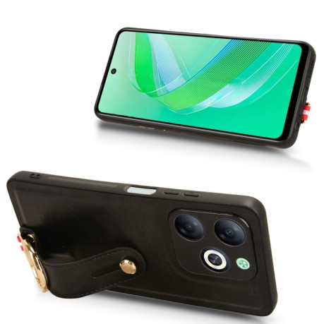 Противоударный чехол Wristband Leather Back для Infinix Smart 8 - черный