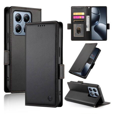 Чохол-книжка Side Buckle Magnetic Frosted Leather для Xiaomi 14T Pro - чорний