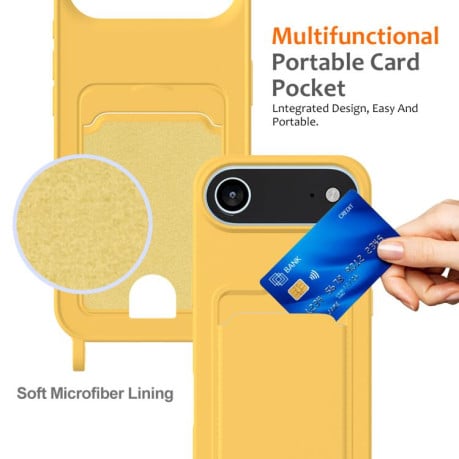 Силиконовый чехол Integrated Card Bag Solid Color Liquid Silicone на iPhone Air - желтый