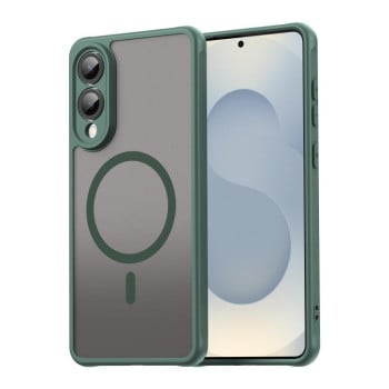 Противоударный чехол Fan Dun Series TPU Hybrid PC Frosted Magsafe для Samsung Galaxy S25 Edge 5G - зеленый