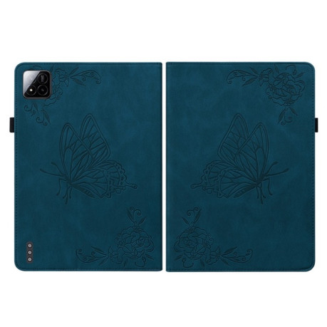 Чехол-книжка Butterfly Flower Embossed Leather на Xiaomi Pad 7 / Pad 7 Pro - синий