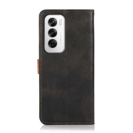 Чехол-книжка KHAZNEH Dual-color Cowhide для OPPO Reno12 5G Global - черный
