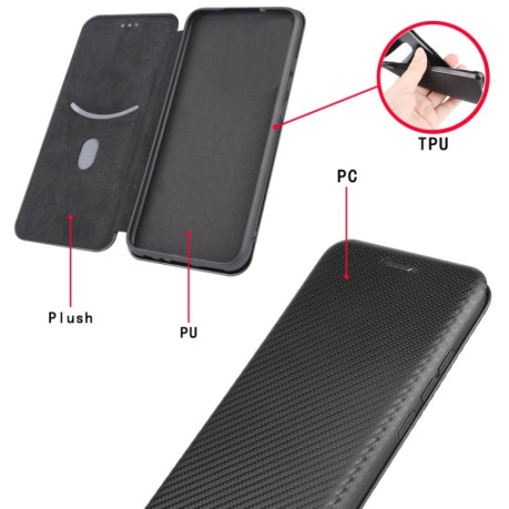 Чехол-книжка Carbon Fiber Texture на Samsung Galaxy A12 / M12 - черный