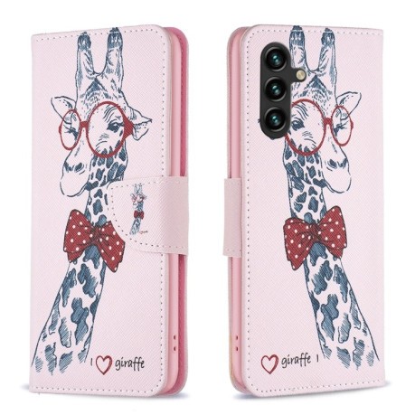 Чехол-книжка Colored Drawing Pattern для Samsung Galaxy A56 5G - Giraffe