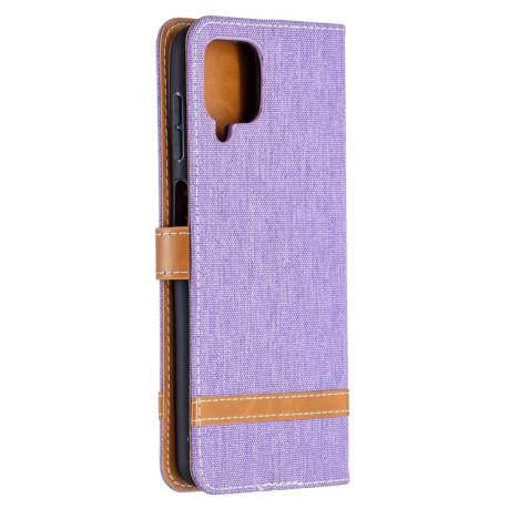 Чехол-книжка Color Matching Denim Texture на Samsung Galaxy A12/M12 - фиолетовый
