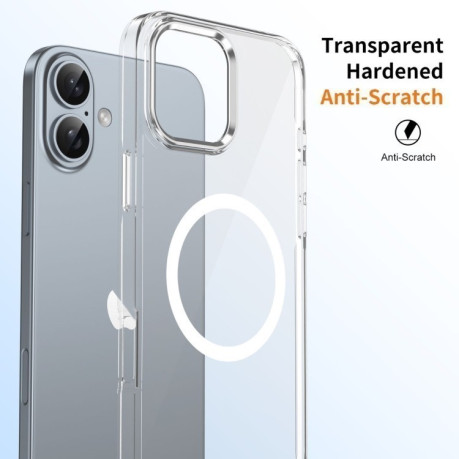 Противоударный чехол Ice Feel HD Transparent MagSafe PC для iPhone 16 Plus - белый