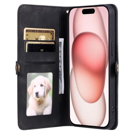Чехол-книжка Totem Embossed Magnetic Leather для iPhone 16 Plus - черный