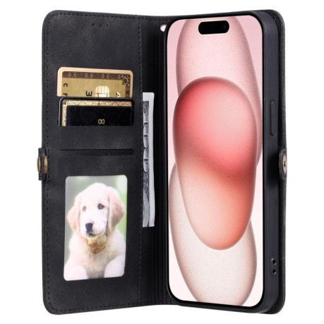 Чохол-книжка Totem Embossed Magnetic Leather для iPhone 16 - чорний