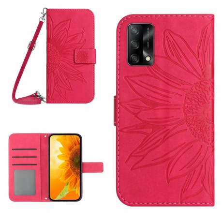 Чохол-книжка Skin Feel Sun Flower для OPPO A74 4G - пурпурно-червоний