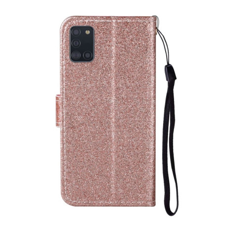 Чехол-книжка Glitter Powder на Samsung Galaxy A31 - розовое золото