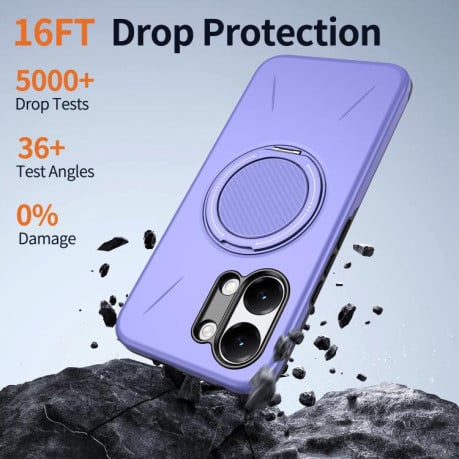 Чохол Metal Rotation Holder MagSafe TPU Hybrid PC з металевим поворотним тримачем і MagSafe на Xiaomi Redmi Turbo 5 Max 5G / Poco X8 Pro Max 5G — фіолетовий