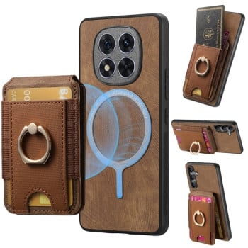 Протиударний чохол Retro Splitable Magnetic Card для Xiaomi Redmi Note 14 Pro+ 5G - коричневий