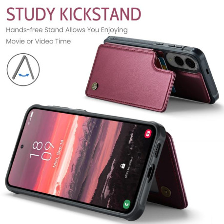 Чохол CaseMe C22 Card Slots Holder RFID Anti-theft для Samsung Galaxy S25 Edge 5G - червоний