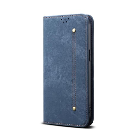 Чохол-книжка з джинсовою тканиною casual на Motorola Moto G86 5G - синій