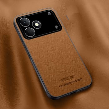 Чехол HUIYI Leather Magnetic на Realme Note 80 4G — коричневый