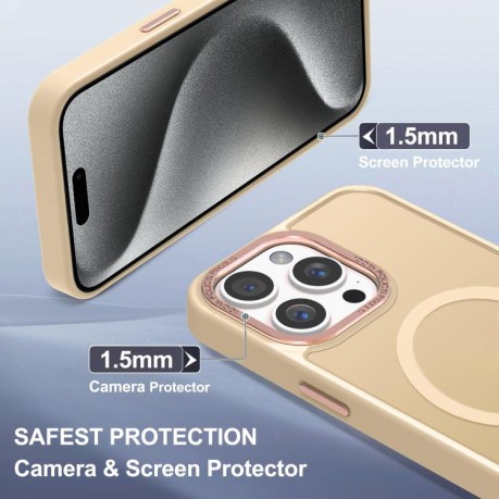 Чохол Xdcase з металевою рамкою камери та функцією MagSafe для iPhone 15 Pro — золотий