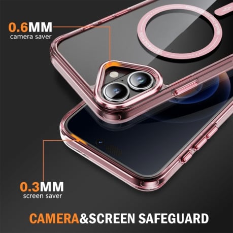 Чехол Airbag Magsafe PC Hybrid TPU для iPhone 16 - Clear Pink