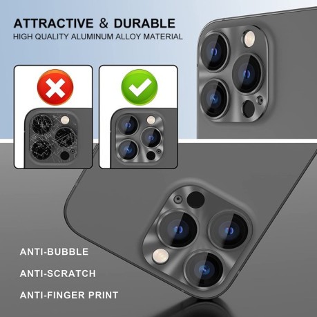 Защитное стекло на камеру ENKAY Aluminium для iPhone 15 Pro / 15 Pro Max - черное