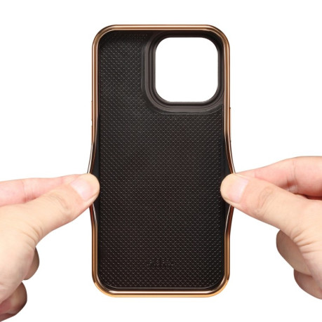 Чохол Denior Oil Wax Cowhide Plating для iPhone 15 – синій