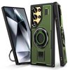 Протиударний чохол Ring Holder Carbon Fiber PC Hybrid TPU  для Samsung Galaxy S25 Ultra 5G - зелений