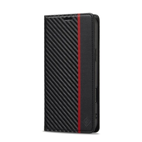 Чохол-книжка LCIMEEKE Carbon Fiber для iPhone 16 Pro Max - Black