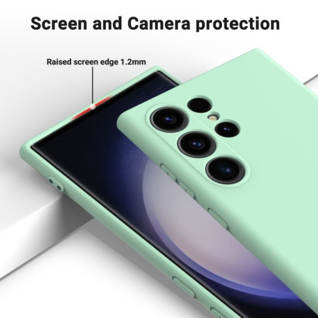 Силиконовый чехол Solid Color Liquid Silicone на Samsung Galaxy S24 Ultra 5G - зеленый