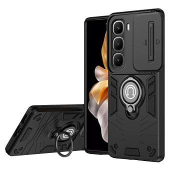 Противоударный чехол Sliding Camshield Ring Holder для Infinix Hot 60 Pro 4G — чёрный