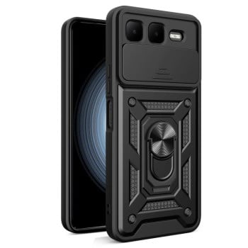 Чохол із шторкою на камеру Sliding Camshield та підставкою на Infinix Smart 10 Plus 4G - чорний