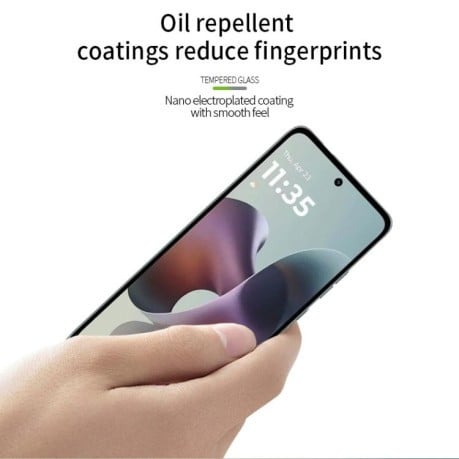 Защитное стекло PINWUYO 9H 3D Full Screen на Motorola Moto G56 - черное
