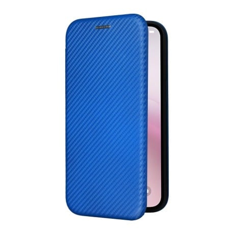 Чехол-книжка Carbon Fiber Texture на iPhone 16e - синий