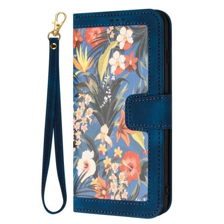 Чехол-книжка Floral Pattern Leather для Samsung Galaxy A56 5G - синий