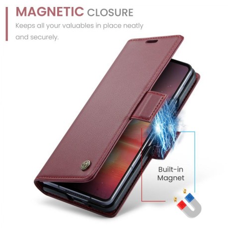 Чехол-книжка CaseMe 023 Butterfly Buckle Litchi Texture RFID Anti-theft Leather для Samsung Galaxy Fold 7 - красный