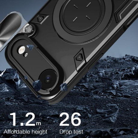 Противоударный чехол CD Texture Sliding Camshield Magnetic Holder на iPhone Air - черный