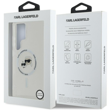 Оригінальний чохол Karl Lagerfeld Button Karl &amp; Choupette Heads Printed Logo MagSafe для Samsung Galaxy S25 Ultra - white