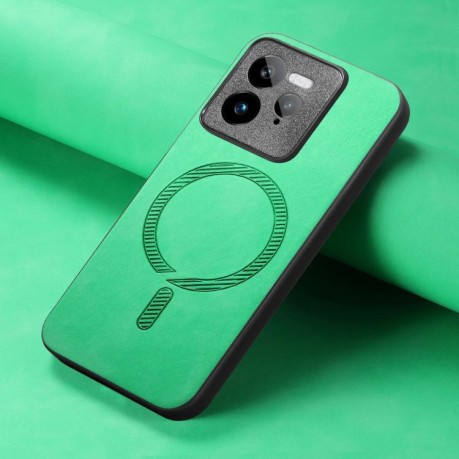 Чехол Retro MagSafe Magnetic PU на Realme GT7 Pro - зеленый