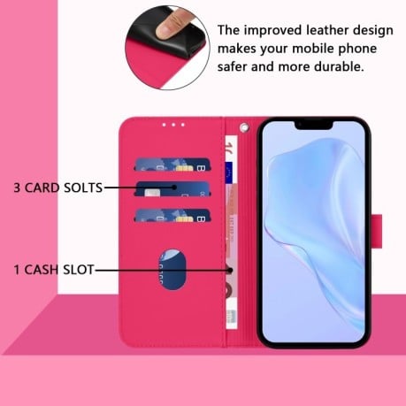 Чохол-книжка Skin Feel S-type для iPhone 16 Pro - пурпурно-червоний
