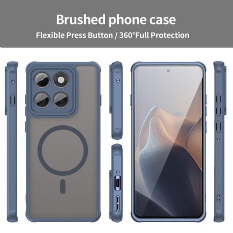 Противоударный чехол Fan Dun Series TPU Hybrid PC Frosted Magsafe для Motorola Edge 60 Pro - синій