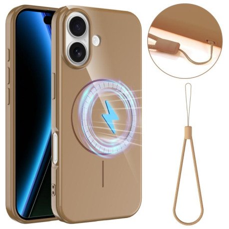 Противоударный чехол Glossy TPU Shockproof MagSafe на iPhone 17 - золотой