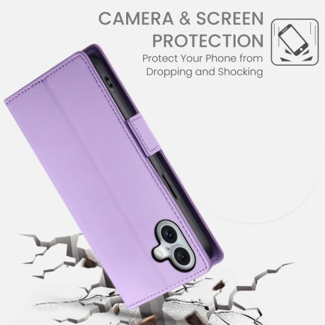 Чехол-книжка Side Buckle Magnetic Frosted Leather для iPhone 16 Plus - фиолетовый