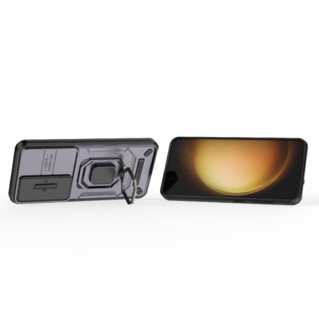 Противоударный чехол Sliding Camshield для Samsung Galaxy S25 5G - фиолетовый