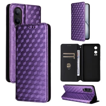 Чохол-книжка Cubic Grid Calf Texture для OnePlus Nord CE4 Lite - фіолетовий