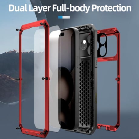 Противоударный чехол RedPepper Triple-proof Metal на iPhone 17 Pro - красный