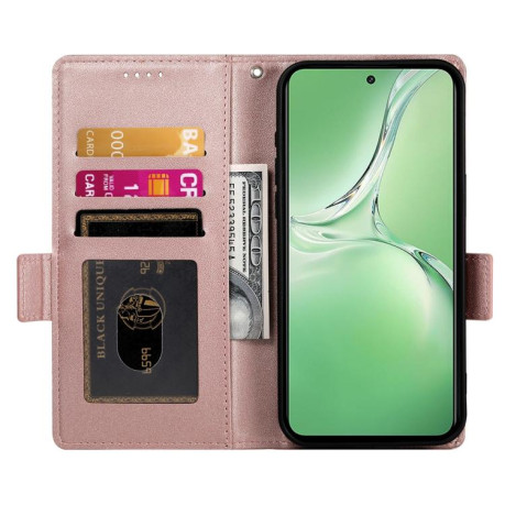 Чехол-книжка Side Buckle Magnetic Frosted Leather для OnePlus 13R/Ace 5/Ace 5 Pro - розовое золото