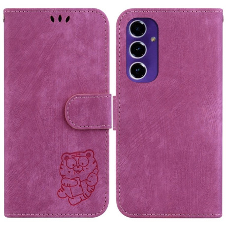 Чохол-книжка Little Tiger Embossed Leather для Samsung Galaxy S24 FE 5G - пурпурно-червоний