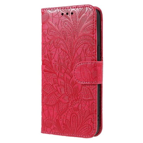 Чехол-книжка Lace Flower для Realme 14 Pro+ - червоний