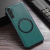 Протиударний чохол Cloth Texture PU MagSafe Magnetic для Samsung Galaxy A35 - зелений