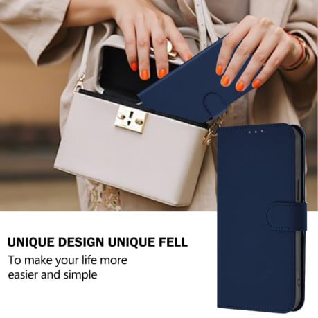 Чехол-книжка с мягким покрытием (Skin Feel) со шнурком на Infinix Smart 10 4G - синий