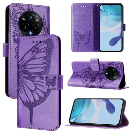 Чохол-книжка Embossed Butterfly для Realme 14 Pro+ - фіолетовий