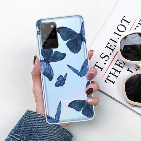 Силилконовый чехол Painted TPU Protective Case Blue Butterfly на Samsung Galaxy Note 20